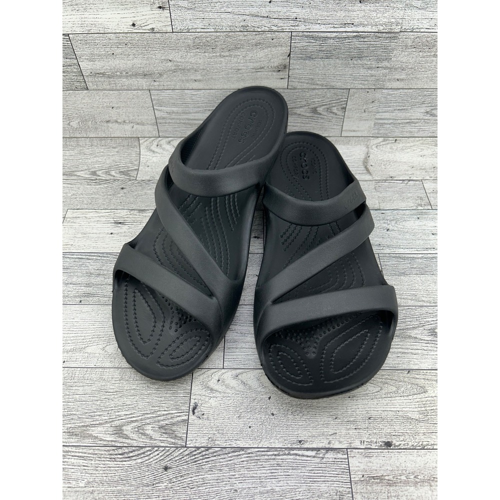 Crocs Swiftwater Sandal Women Sz 11 Black Strappy Slide Water Shoes 206756